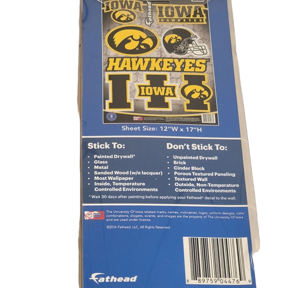 Iowa Hawkeyes Fathead Sticker Package & Car Auto Window Flag Home Auto Decor - Picture 5 of 12
